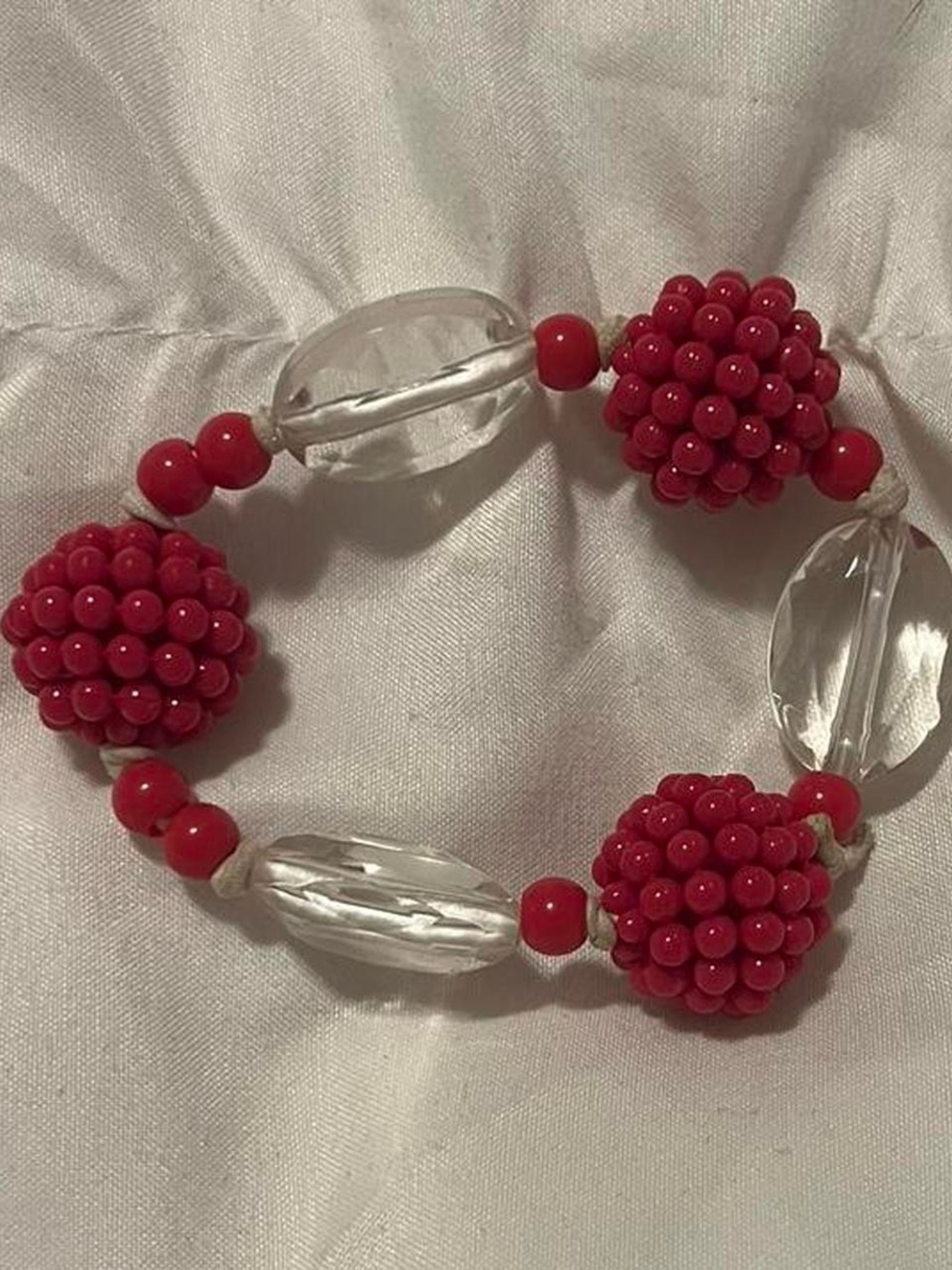 Red Beaded Cluster Stretch Bracelet - Women Jewelry